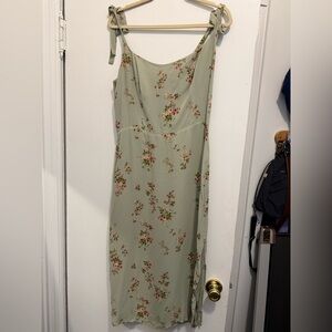 Reformation Bessie Floral Dress in Sage Green